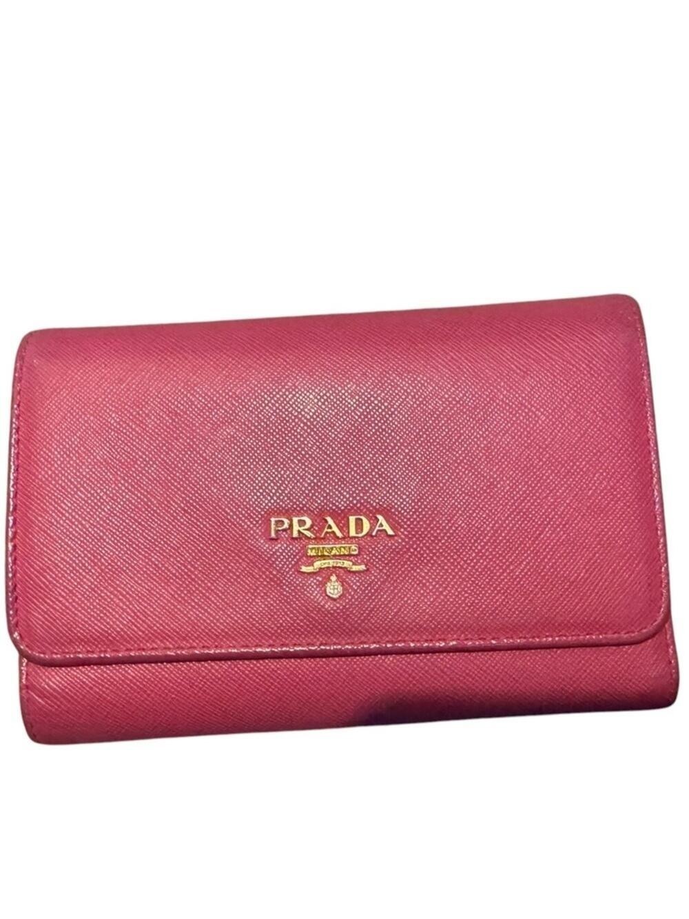 Prada Pink Saffiano tri-Fold Continental Wallet